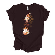 Retro Flowers Boho Tee, Retro Flowers, Boho Triangles & Retro Flower Design, premium unisex shirt, 3 color choices, 3x boho, 4x boho flowers