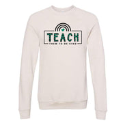 Teacher Sweatshirt, Cute Green Plaid TEACH Them To Be Kind Design, Unisex Sponge Fleece Raglan Crewneck Bella + Canvas, Fall Sweatshirt