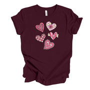 Valentine's Day Tee, Super Cute Valentine Hearts, Fun Hearts Design on premium unisex shirt, 3 color choices, 3x valentine, 4x valentine