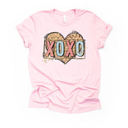 Valentine's Day Tee, Country Chic Leopard Heart with XOXO, Cute Heart Design, premium unisex shirt, 3 color choices, plus valentine tee