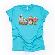 Mom Coffee Drinks Tee, Cute Mom Coffee Drinks Sunflowers, Mom Loves Coffee Design, premium unisex shirt, 3x mom, 4x mom, gift for mom