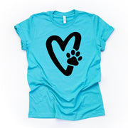 Valentine's Day Tee, Cute Heart with Paw, Animal Lover, Dog Valentine,  Design, premium unisex shirt, 3 color choices, plus valentine tee