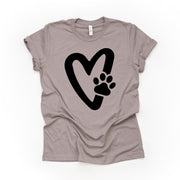 Valentine's Day Tee, Cute Heart with Paw, Animal Lover, Dog Valentine,  Design, premium unisex shirt, 3 color choices, plus valentine tee