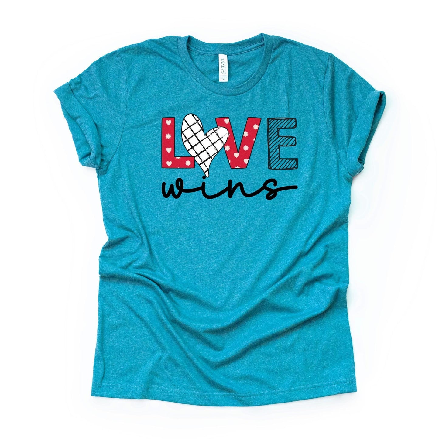 Valentine's Day Tee, Love Wins, Cute Valentine Love Wins Design, premium unisex shirt, 3 color choices, plus valentine tee