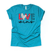 Valentine's Day Tee, Love Wins, Cute Valentine Love Wins Design, premium unisex shirt, 3 color choices, plus valentine tee