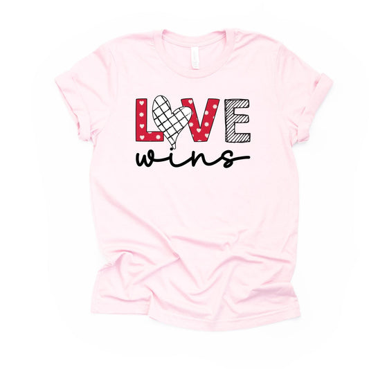 Valentine's Day Tee, Love Wins, Cute Valentine Love Wins Design, premium unisex shirt, 3 color choices, plus valentine tee