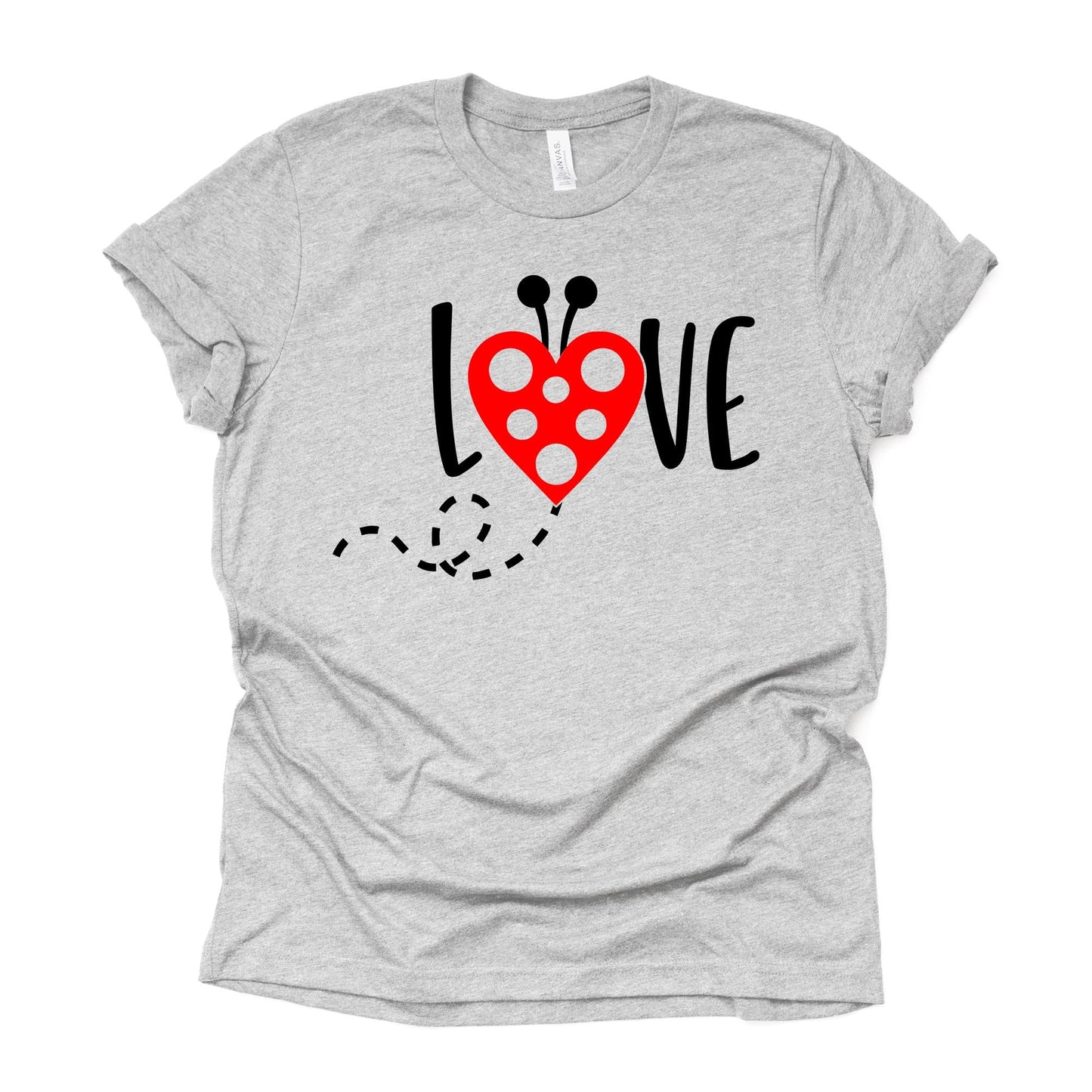 Valentine's Day Tee, Super Cute Lady Bug LOVE, Lady Bug with Heart Design, premium unisex shirt, 3 color choices, plus valentine tee