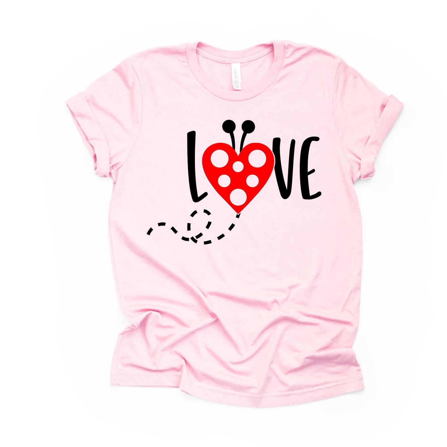Valentine's Day Tee, Super Cute Lady Bug LOVE, Lady Bug with Heart Design, premium unisex shirt, 3 color choices, plus valentine tee