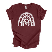 Valentine's Day Tee, Super Cute Valentine Rainbow, White Valentine Rainbow Design, premium unisex shirt, 3 color choices, plus valentine tee