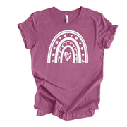 Valentine's Day Tee, Super Cute Valentine Rainbow, White Valentine Rainbow Design, premium unisex shirt, 3 color choices, plus valentine tee