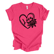 Valentine's Day Tee, Cute Heart with Rose, LOVE Heart with Flower Design, premium unisex shirt, 3 color choices, plus valentine tee