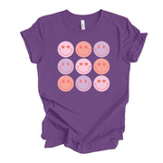 Valentine's Day Tee, Super Fun Valentine Smiley Faces, Smiley Face Hearts Design, premium unisex shirt, 3 color choices, plus valentine tee