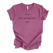 Valentine's Day Tee, Love One Another, Simple Love Design on premium unisex shirt, 4 color choices, 2X, 3X, 4X, plus sizes available