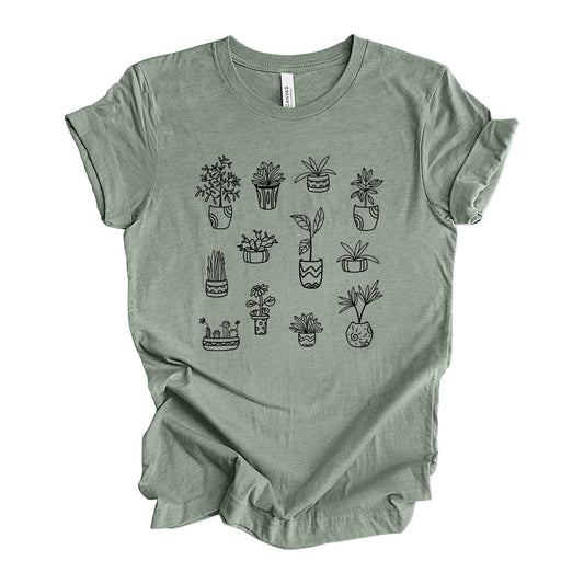 Plant Mom Tee, Super Cute House Plants, Collage of House Plants Design on premium unisex shirt, 5 color choices, 3x plant mom, 4x plant mom