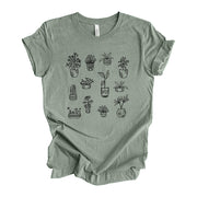 Plant Mom Tee, Super Cute House Plants, Collage of House Plants Design on premium unisex shirt, 5 color choices, 3x plant mom, 4x plant mom