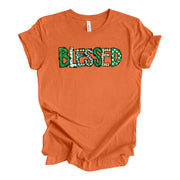 St Patrick's Day Tee, Super Fun BLESSED St. Patrick's Print Design on premium unisex tee, 3 color choices, 3x st patrick, 4x st patrick