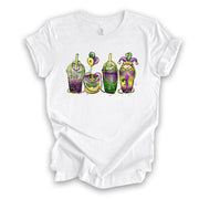 Mardi Gras Tee, Super Fun Mardi Gras Coffee Drinks, Mardi Gras design,  premium unisex tee, 3 color choices, 3x mardi gras, 4x mardi gras
