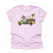 Mardi Gras Tee, Super Fun Mardi Gras Truck with Beads and Balloons design, premium unisex tee, 3 color choices, 3x mardi gras, 4x mardi gras
