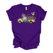 Mardi Gras Tee, Super Fun Mardi Gras Truck with Beads and Balloons design, premium unisex tee, 3 color choices, 3x mardi gras, 4x mardi gras
