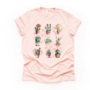 Valentine Tee, Valentine Cactus in Rows, Valentine Cacti in Rows Design, premium unisex shirt, 3 color choices, 3x valentine, 4x valentine