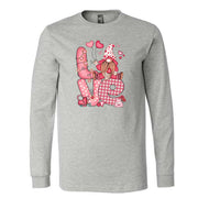 Valentine Long Sleeve Tee, Cute Valentine Gnome, LOVE Valentine's Gnome Design on premium unisex long sleeve tee, 3x plus size long sleeve