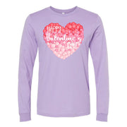 Valentine Long Sleeve Tee, Ombre Heart with Happy Valentine's Day Design on premium unisex long sleeve tee, 3x plus size long sleeve