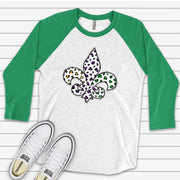 Mardi Gras Raglan, Super Cute Mardi Gras with Fleur De Lis Design on premium Raglan 3/4 sleeve shirt, plus size, 2X, 3X