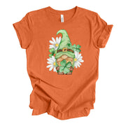 St Patrick's Day, Super Cute St Patricks Gnome with Daisies Design on premium unisex tee, 3 color choices, 3x st patrick, 4x st patrick