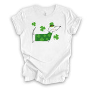 St Patrick's Day, Cute St Patrick's Day Dachshund, St Patrick Dog Design, premium unisex tee, 3 color choices, 3x st patrick, 4x st patrick