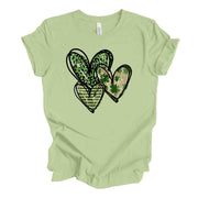 St Patrick's Day, Fun St Patrick's Hearts, Leopard Print Heart Design, premium unisex tee, 3 color choices, 3x st patrick, 4x st patrick